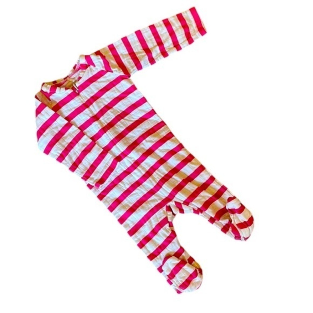 💕 💤 aden + anais Pink and White Strip Soft‎ Cotton Blend Footed Baby PJs